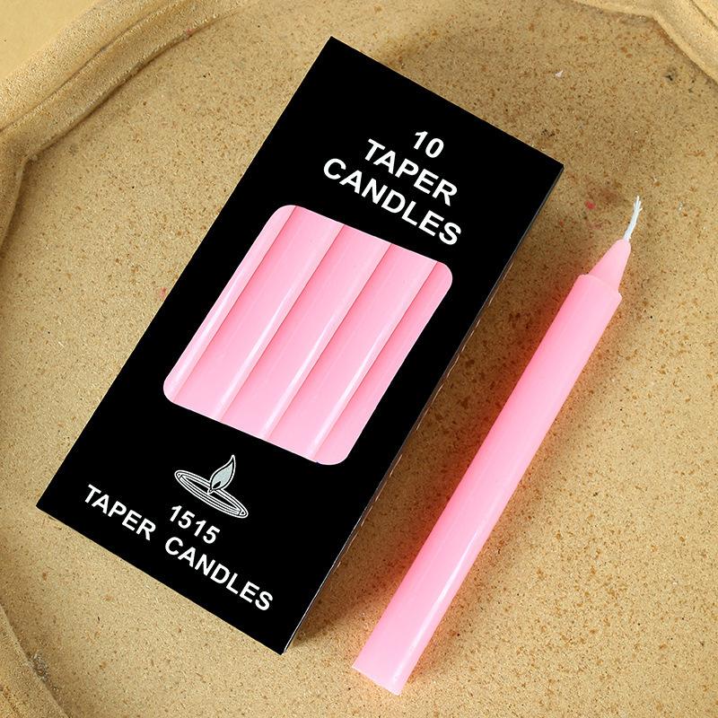 10 Pieces/boxed Colored Long Pole Candles for Household Lighting Candlelight Dinner Western Restaurant Emergency Power Outage Wax Candle