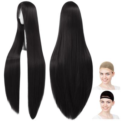 Peruca Cosplay Case Eden, Longa Reta Premium, 120cm, Preta, Preta Pura, 6167