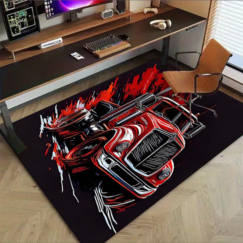 1PC Truck Vehicle Non-Slip Floor Carpet Compatible for Office&Living Room&Bedroom&Dining room - Flat- Soft & Pattern, Vibrant Colors-W228