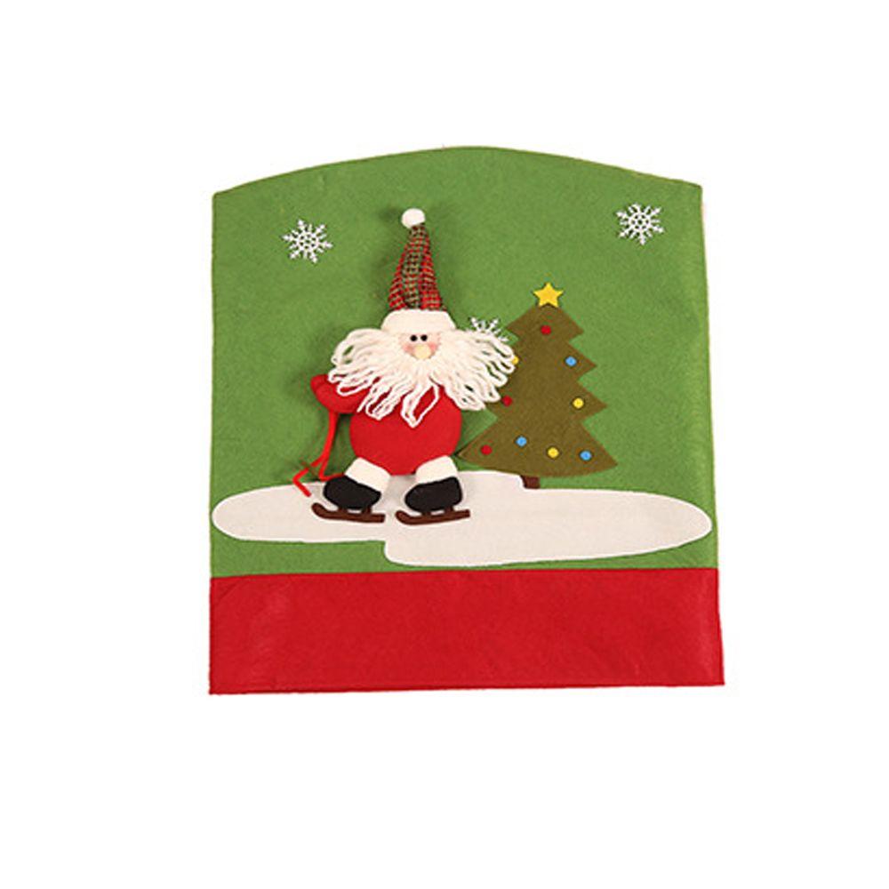 Decor Snowman Elk Santa Clause Chair Back Christmas Chair Cover Seat Covers Elastic Stretch Cover
