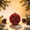 8cm bordeauxrote beflockte Weihnachtskugeln mit goldenem Glitzer-Muster, 24 Stück Geschenkbox-Set, 3 Muster Weihnachtsbaumschmuck