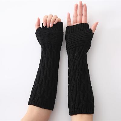 1pair Women's Fingerless Knit Gloves - Winter Arm Warmers with Goth Punk Style for Casual Wear