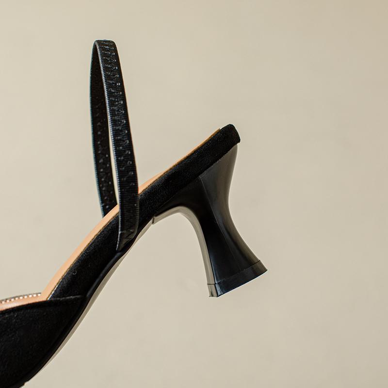 Women's High-heeled Sandals Summer Small Fragrant Style Pointed Thin Heel Color Matching Large-size Sandals