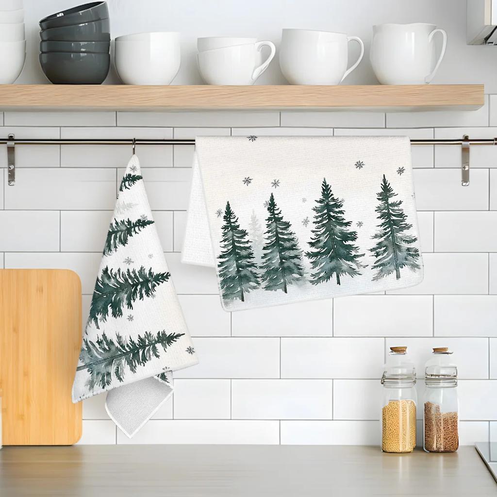 2pcs/set Kitchen Towels 40x60cmChristmas treeHand Towels Christmas Decorations for Home Noel Dish Towels Gifts