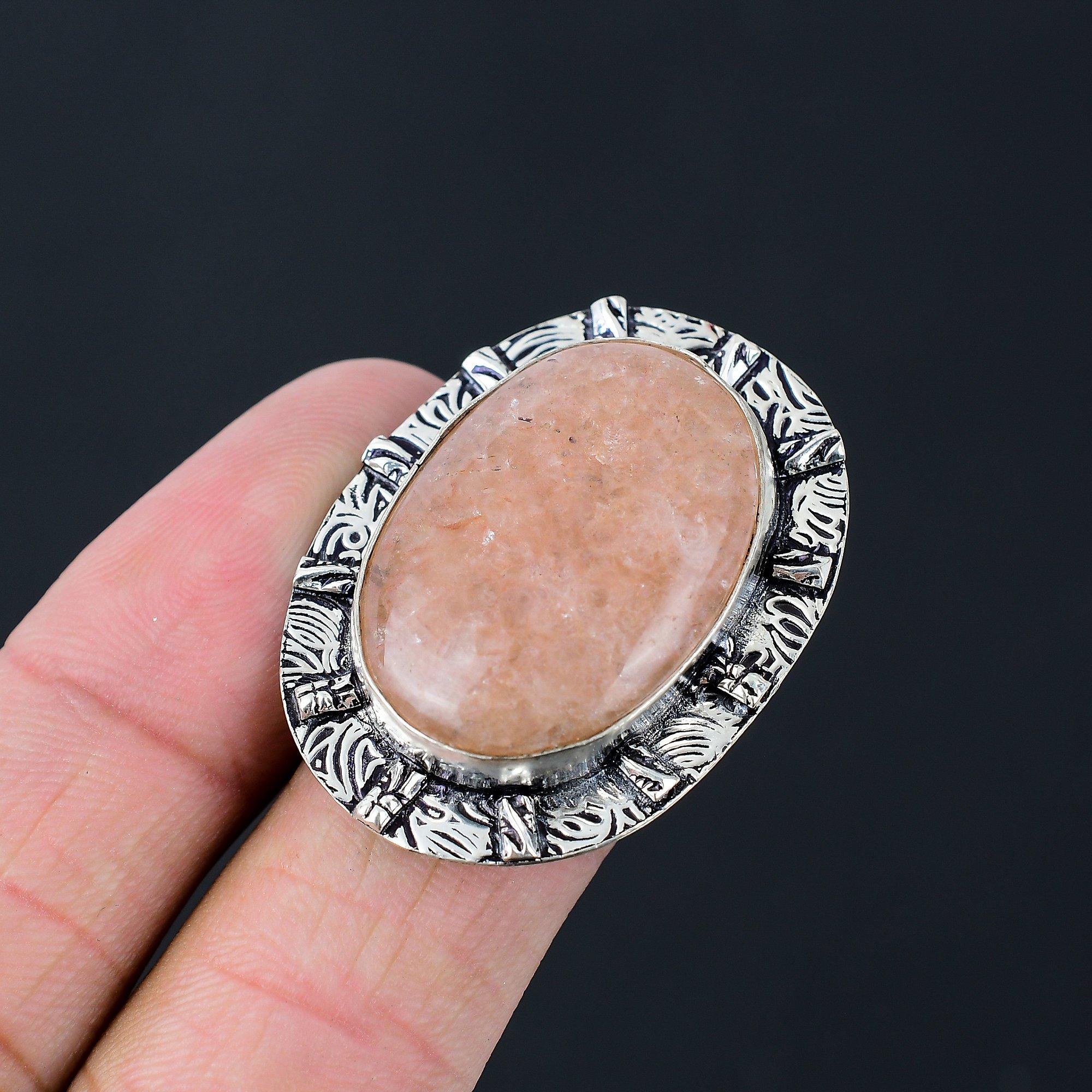 Natural Strawberry Quartz Gemstone 925 Silver Promise Ring Size 6.5 For Girls 6.5