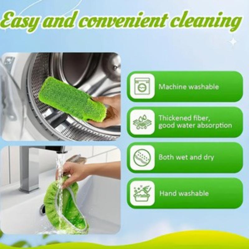 Washable Mop Pads - High Absorbency Green Reusable Mop Pads, Durable Polyester Fiber for Hardwood Floors, Tile, Carpet
