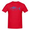 Cute Albacore Tuna Fish In Aegean Blue And White Straight Leg Tshirt Minimalist Commuting Classic Colors Tees