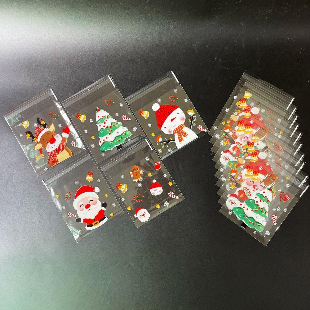 Santa Claus Christmas Treat Bags Cartoon Designs Cookie Packaging Bag  Holiday Gift