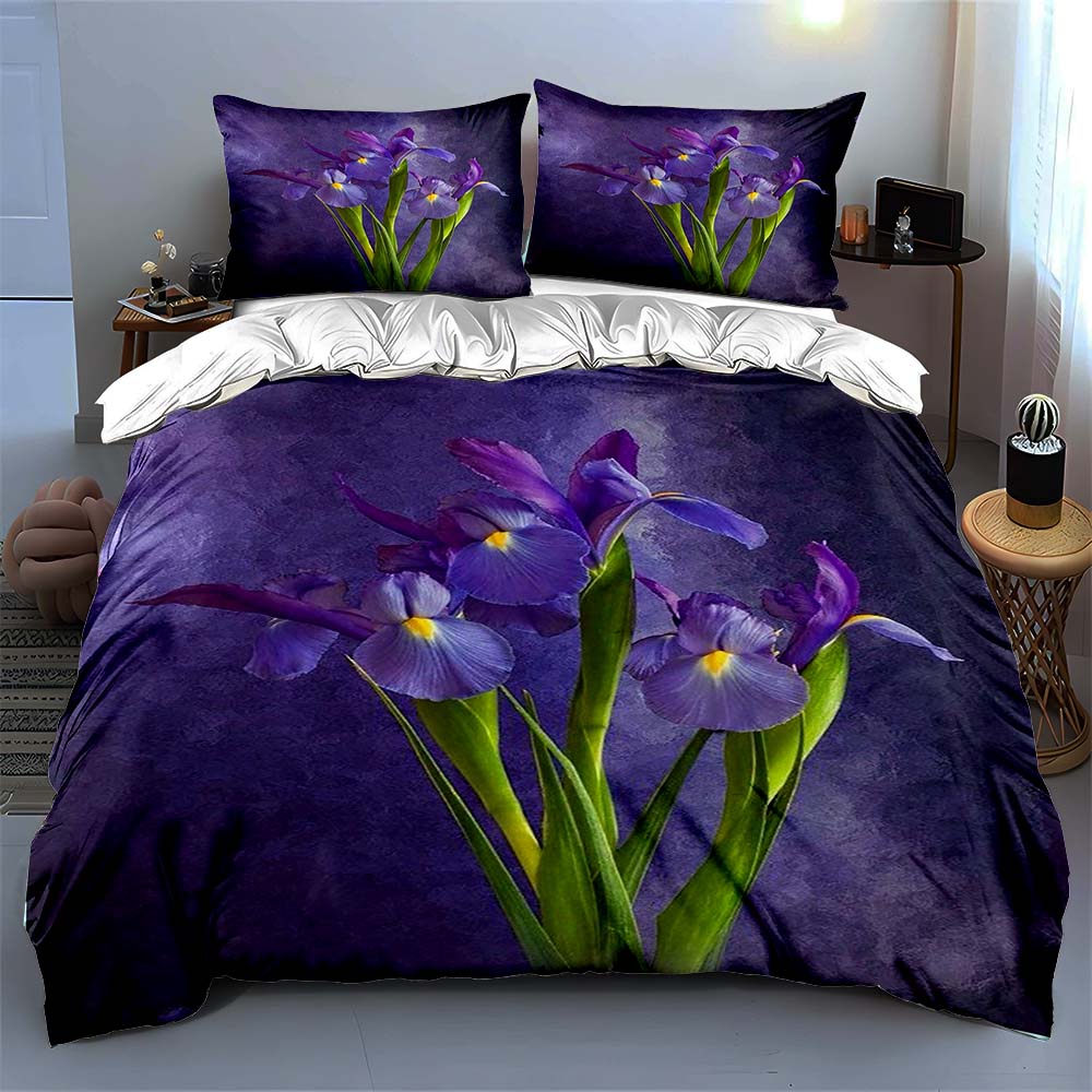 Purple floral design Bedding Duvet cover sets Duvet covers Pillowcases gifts (1 * Duvet Cover 2 * Pillowcases, without duvet insert)