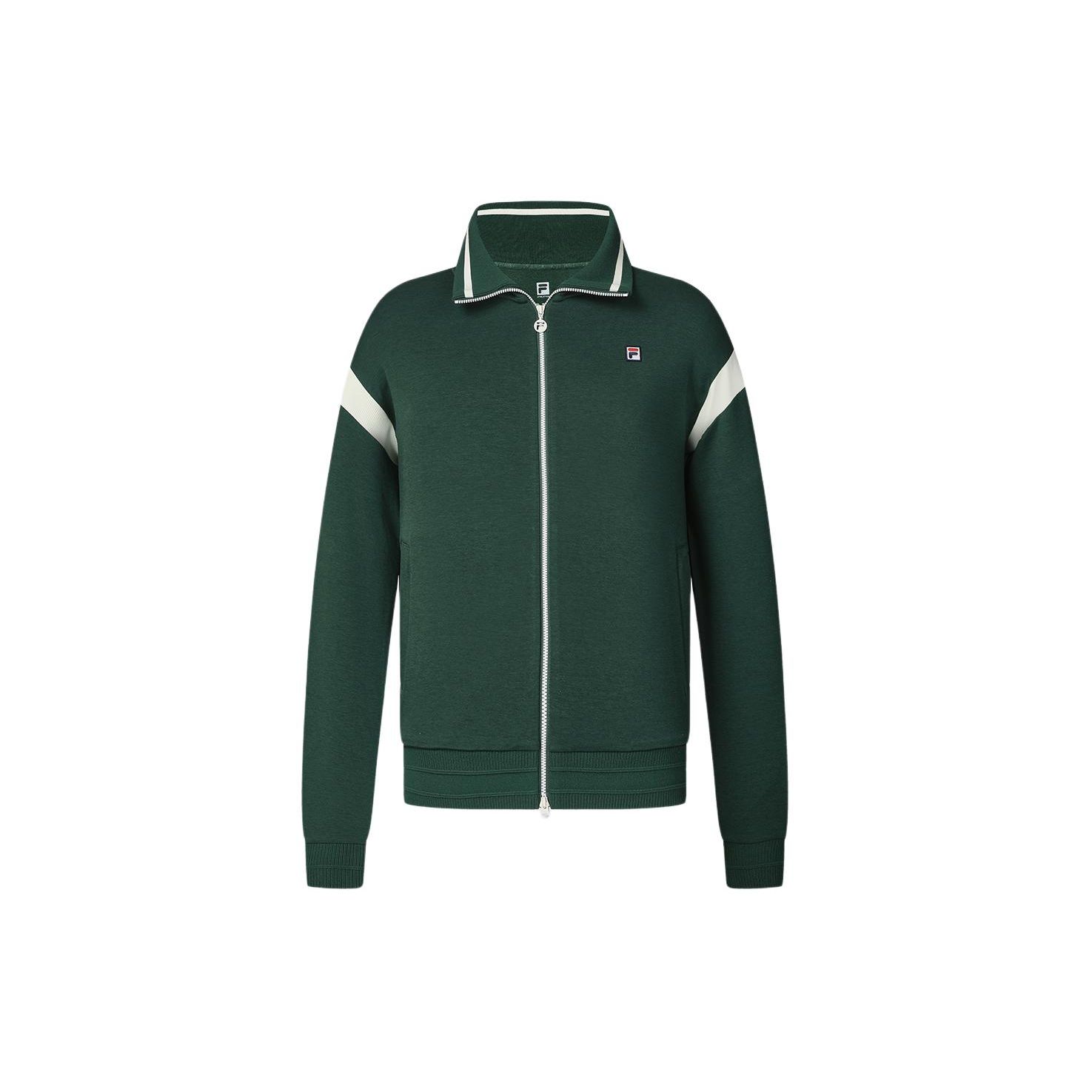 

FILA Color Block Stand Collar Tennis Knit Jacket Women jackets Reed-Green A11W413504F-GN
