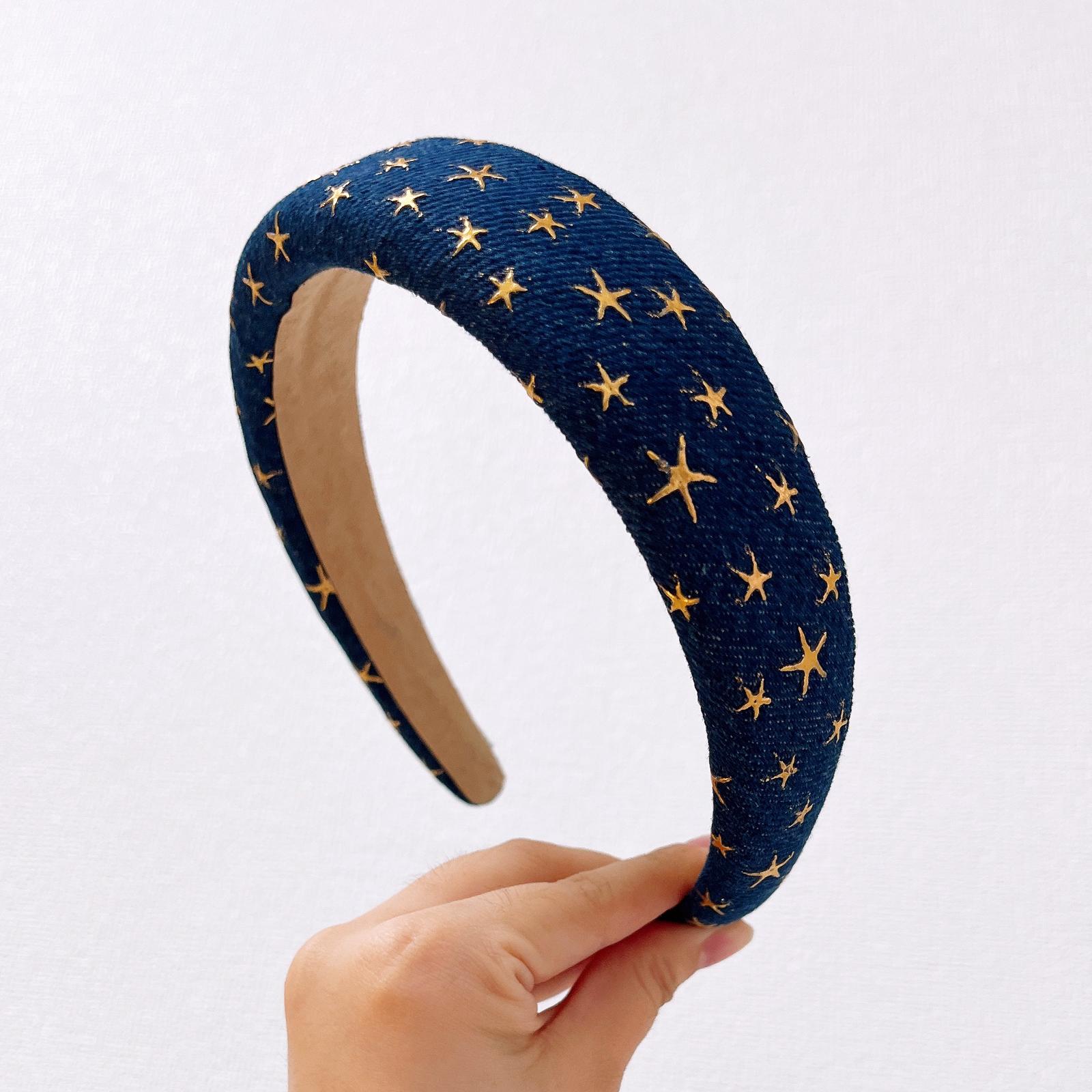 

PROLY Новая Модная Повязка на Голову для Женщин Сияющие Звезды Ободок Классический Джинсовый Тюрбан для Девочек Аксессуары для Волос