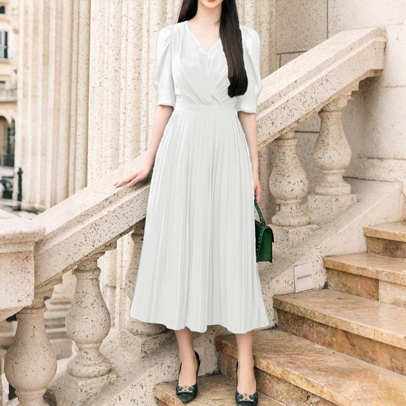 

ZANZEA Женское повседневное летнее платье с V-образным вырезом и рукавом до локтя S белый