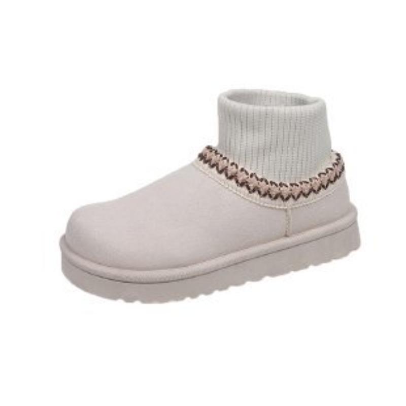 New Thick-soled Knitted Warm Snow Boots and Women's Fleece Thickened Shoes