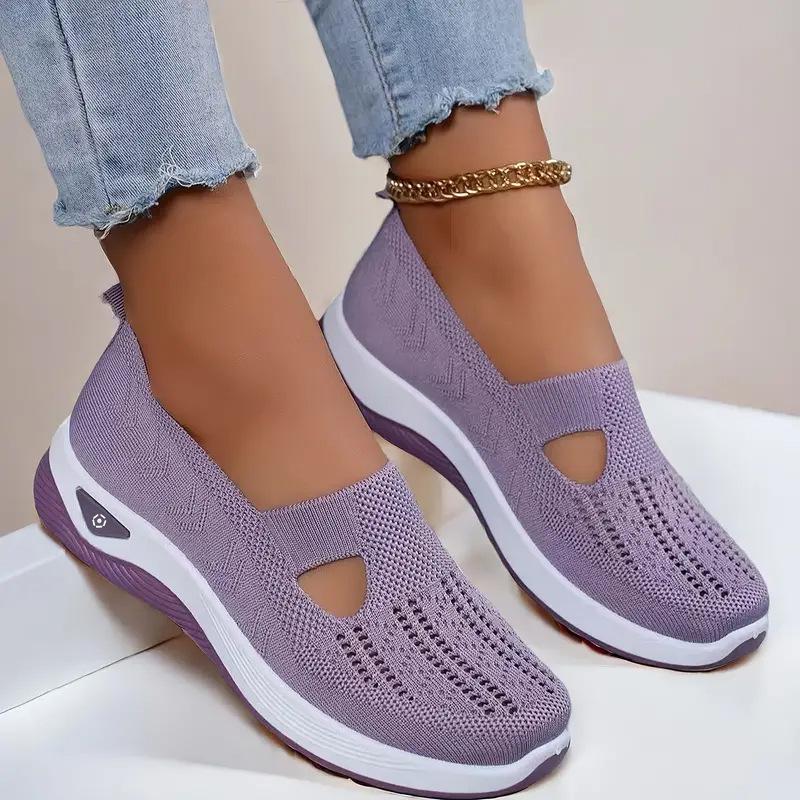 Women's Breathable Mesh Shoes Women Knit Flat Shoes 2026 Summer Women's Shoes Non-slip Lightweight Soft Sole Ladies Casual Shoes