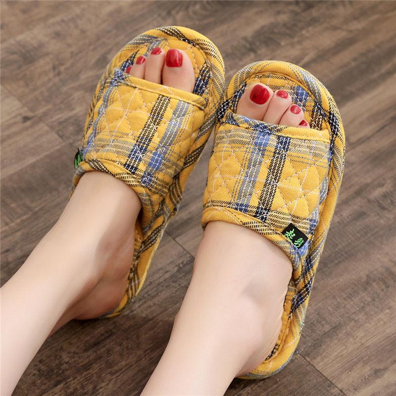Cloth bottom slippers couple fresh and versatile home indoor silent silent does not hurt the wooden floor men's and women's four seasons