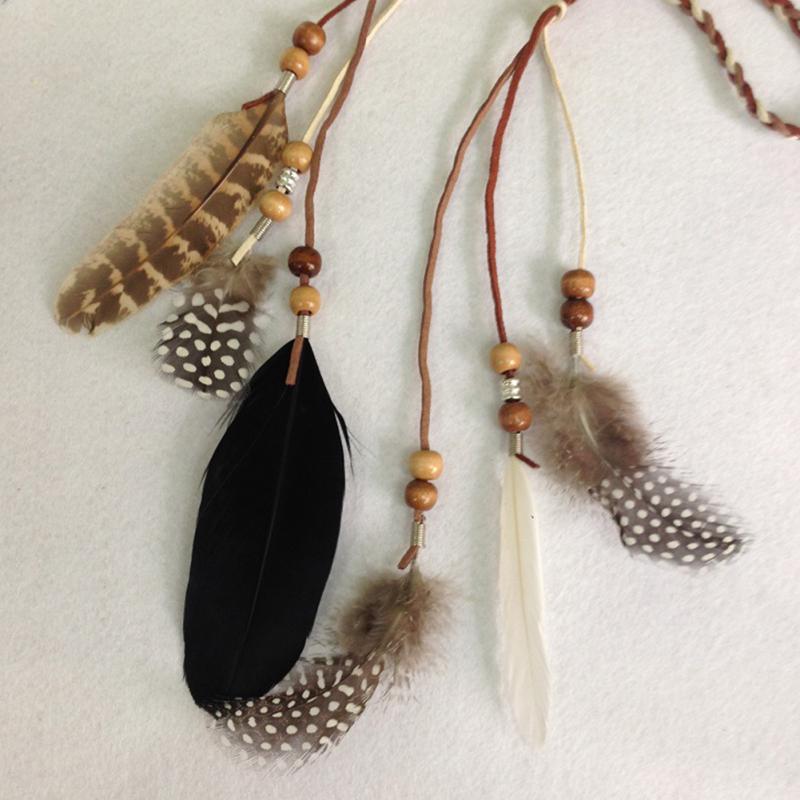 Nouvelle! Bandeau Bohème à Plumes Pour Femmes Filles Réglable Style Ethnique Tissé à la Main Bandeau Pour Fête