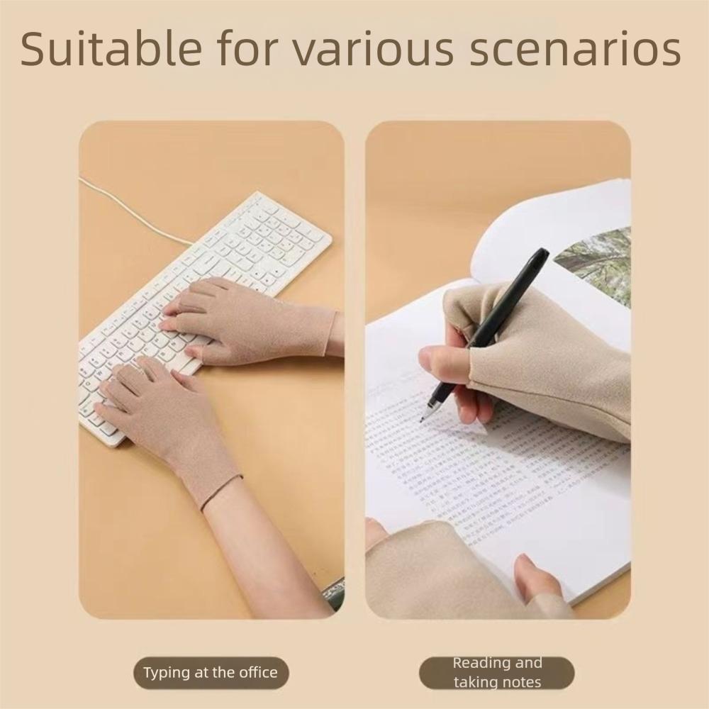 Soft Velvet Half Finger Gloves Solid Color Ski Gloves Casual Fingerless Gloves for Home&Office