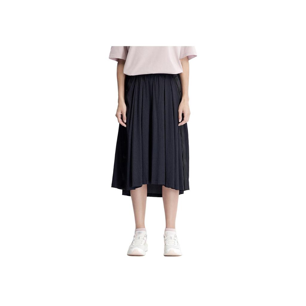 Fila Solid Color Side Button Pleated Skirt Women Skirts Black A11W327302F-BK