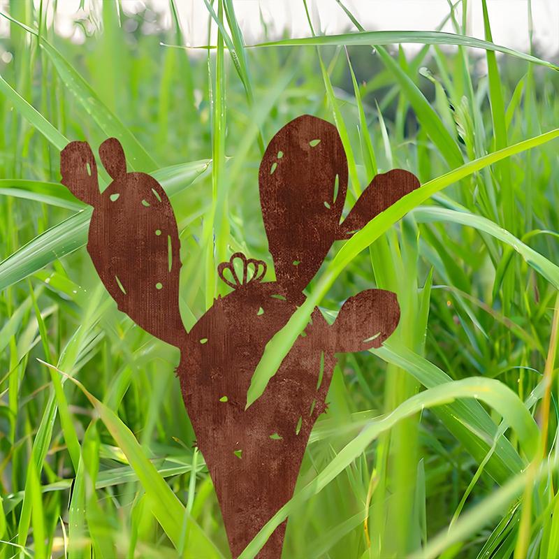 1/10Pcs Patina Finish Outdoor Decor Rustic Metal Garden Stake With Butterfly Flower Design For Garden Patio Balcony Flower Pot