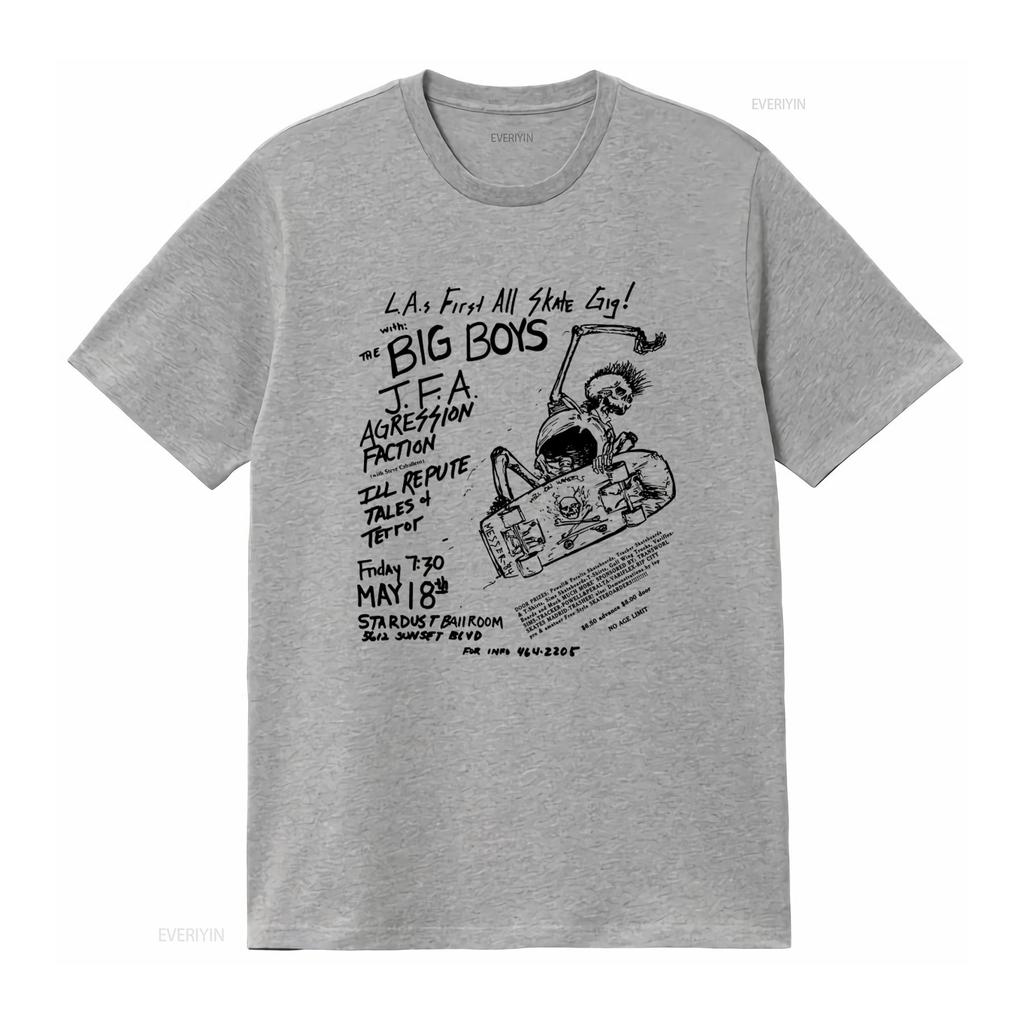 Big Boys JFA Aggression Faction Vintage Flyer Skate Gig T shirt Retro Punk Rock Style vintage Washed Stylish streetwear fashion