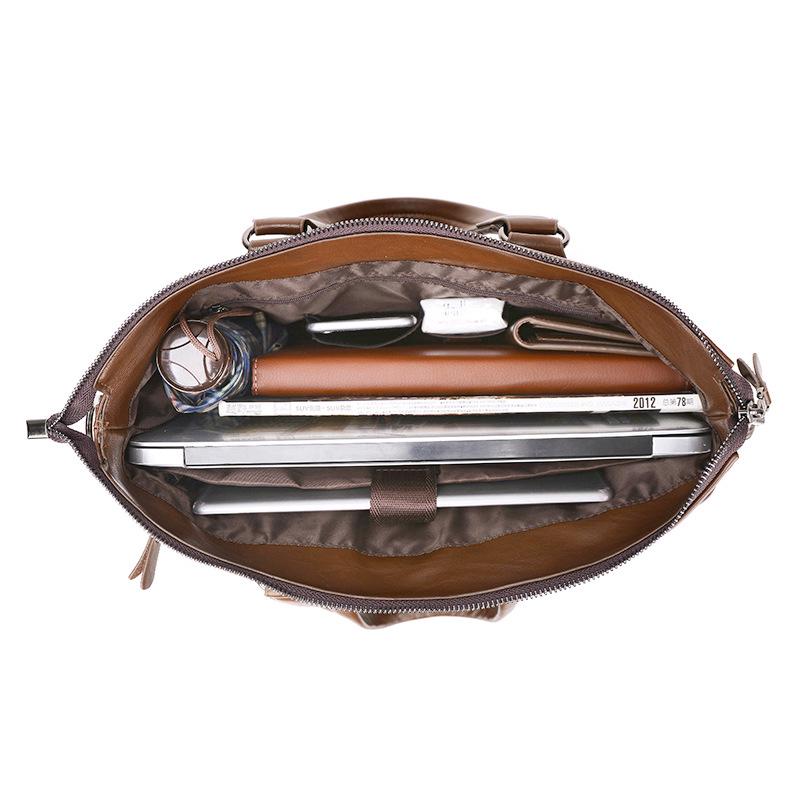 WEIXIER Men Briefcase PU Leather Laptop Bag PC Computer Bag Cowhide Male Briefcase Men Bag 15036