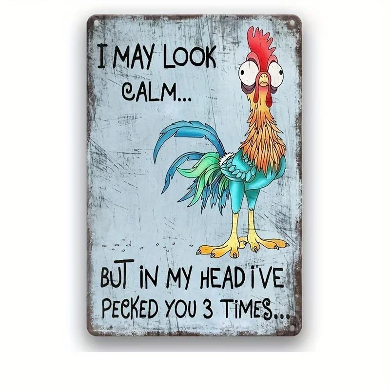 Verrücktes Hühnerstall-Schild im Retro-Stil, Willkommensschild aus Metall und Aluminium, lustige Bauernhaus-Deko, perfekt für Hühnerstall oder Küche, Geschenkidee für Bauernhöfe, Wanddekoration