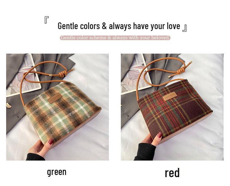 2024 Women's Retro Plaid Woolen Crossbody Bucket Bag - Large Capacity Autumn/Winter Shoulder Tote