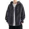 Men's Autumn Winter Lined Hooded Open Cardigan Jacket Casual Loose Top Zipper Decorated Basic Sle