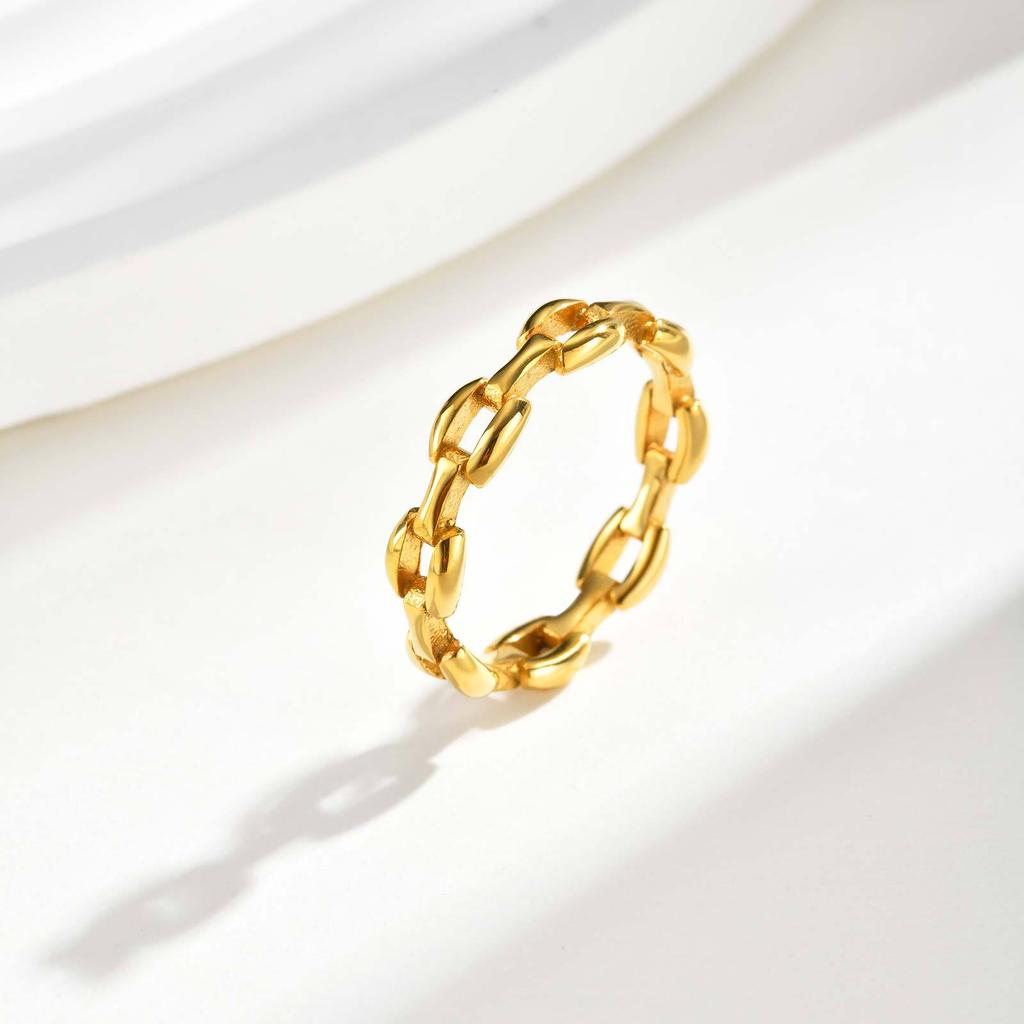Minimalist Cuff Link Ring for Women, Non Tarnish Gold plated Ring, Waterproof Stackable Finger Accessories