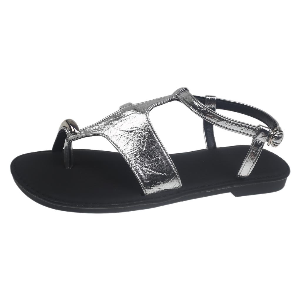 Fashion Women's Sandals Flat Cover Toe Comfortable Women's Shoes 2025 Summer New Retro Women's Casual Roman Sandals Zapatos De Mujer