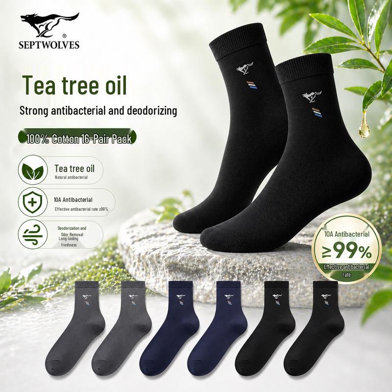 Sevenwolves Men s Odor-Eliminating Cotton Mid-Calf Socks One Size