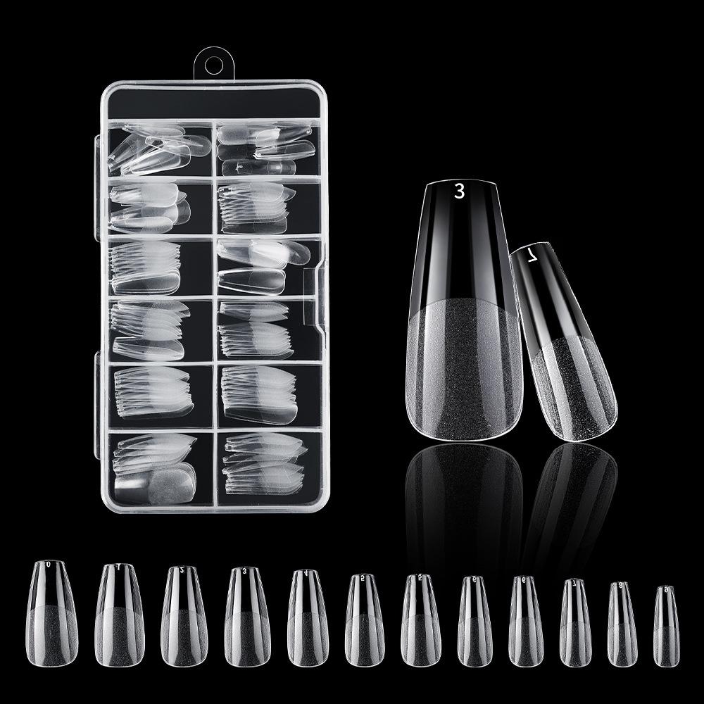 120/100-Piece Set of Clear Frosted Square Oval Almond Ballet Wear-On False Nail Art Tips