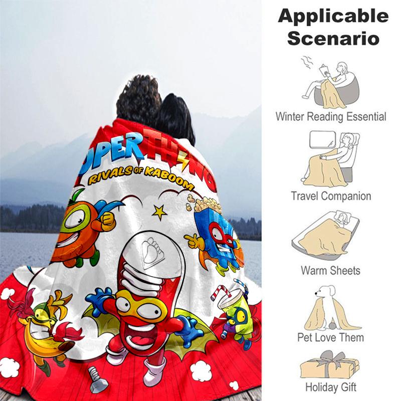 1pc Blanket Superthings2 Print Design, Lightweight Blanket for Sofa, Bed- Soft &Warm, Gift for All Seasons like Christmas, Halloween