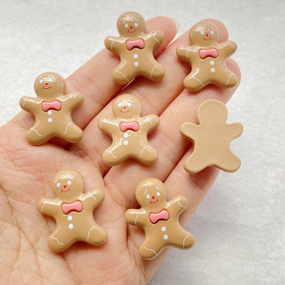 10Pcs Cute Cartoon Christmas Gingerbread Man Flat Back Resin Scrapbooking DIY Jewelry Craft Decoration Accessorie