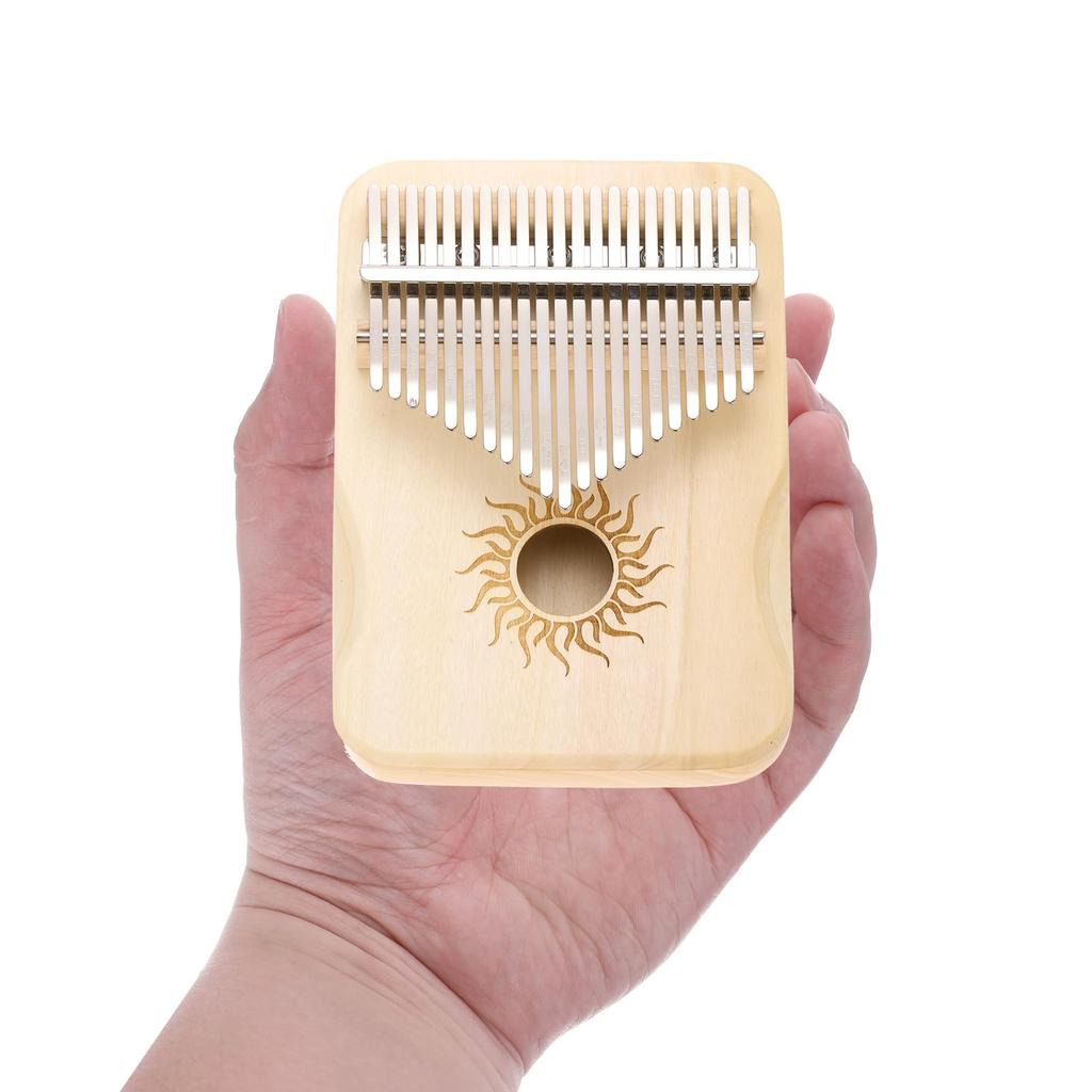 uxcell 21-Key Thumb Piano, Mini Portable Finger Piano, Maple Wood, Sun Pattern, Protective Bag, Tuning Mallet, and Music Learning Instructions,