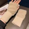 Solid Colors Plush Knitted Gloves Soft Wrist Mittens Luxury Fingerless Gloves  Autumn Winter