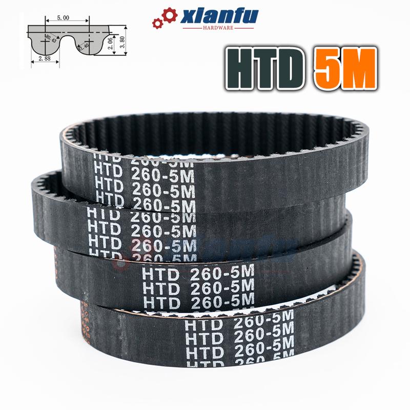 HTD 5M Rubber Timing Belt Closed Loop Perimeter 215 220 225 230 235 240 245 250 255mm Width 10~50mm HTD5M Transmission CNC Drive