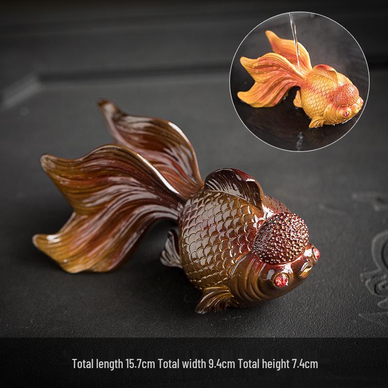 

Color-Changing Goldfish Tea Pet: Fortune-Attracting Ornament for Tea Table Decoration.