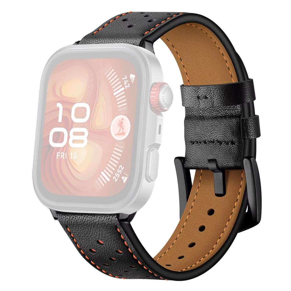 For Huawei Watch Fit Genuine Leather Watch Band Multi-Hole Design Adjustable Strap