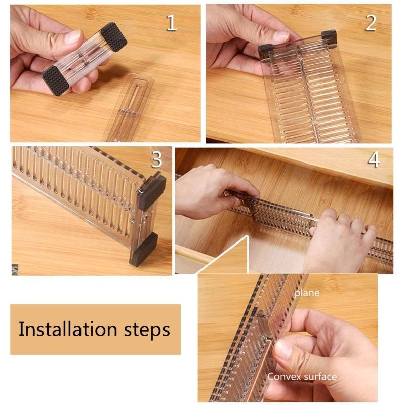 Versatile Use Drawer Dividers Set Expandable Organizers for Efficient Storage Includes Double Sided Tape Strips