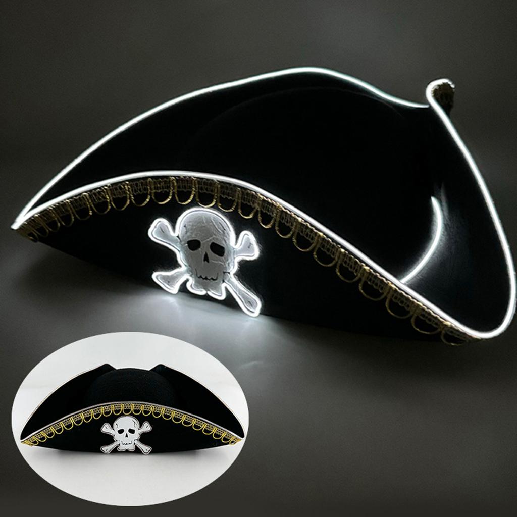 Make Up Hat Role Play Novelty Pirate Hat Battery Operated Illuminated Hat for Parties and Music Festivals