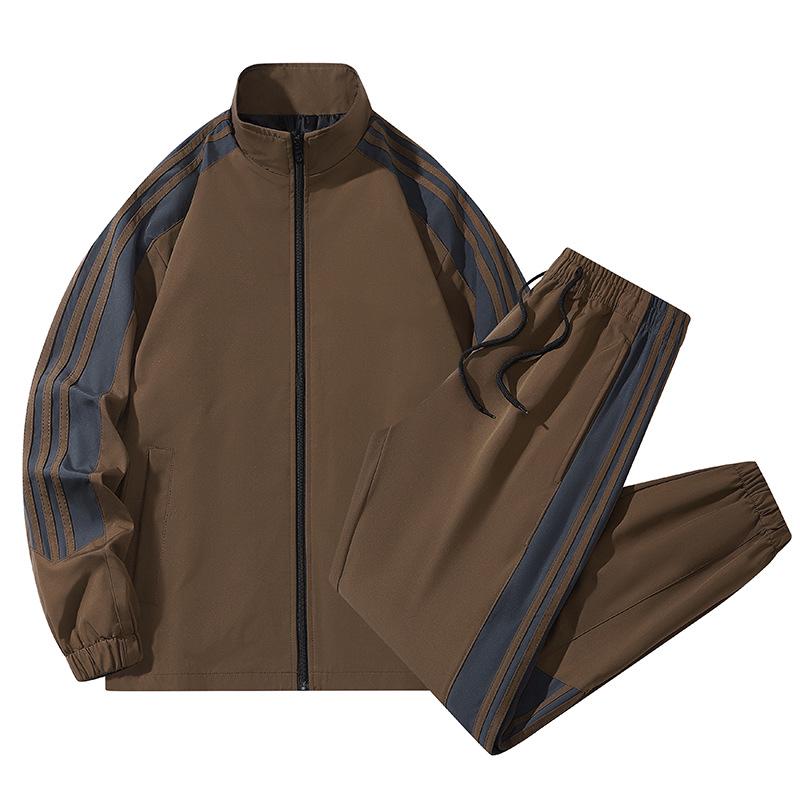 Men's Three-Bar Casual Jacket & Pants Set - Trendy, Versatile, Loose Fit for Spring/Autumn