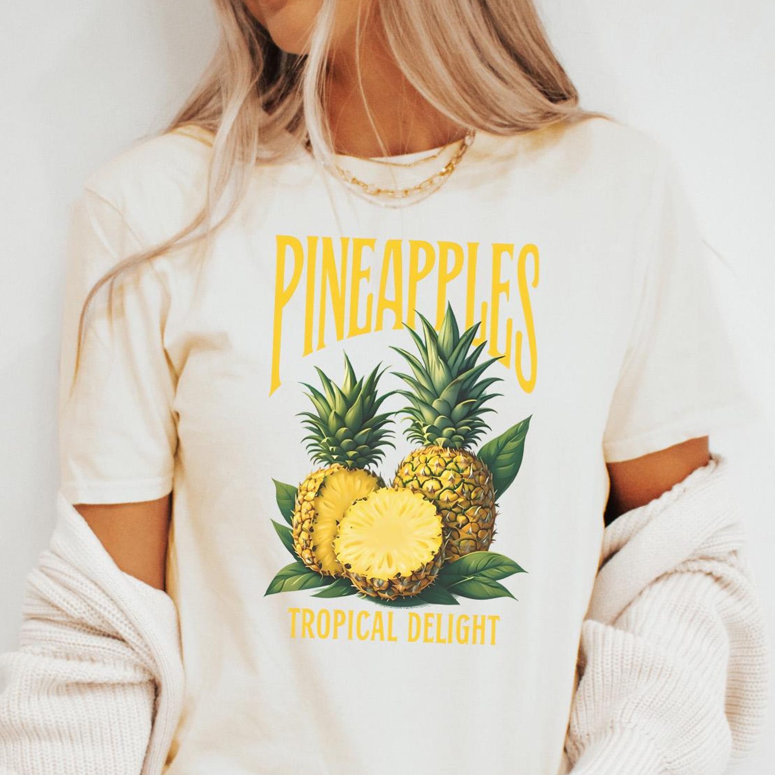 Pineapple Fruit Graphic T Shirt Tropical Illustration Farm Fresh 150