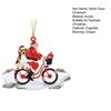 Santa Riding A Bicycle with A Dog Ornament Cute Acrylic Santa Claus Christmas Tree Ornament for Holiday Party Decoration