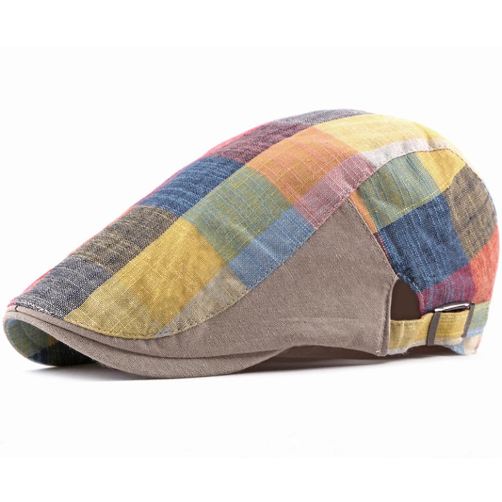 

HT4658 Berets for Men Women Vintage Artist Painter Plaid Beret Hat Male Female Ivy Flat Cap Spring Summer Adjustable Beret Caps 55-60cm Adjustable