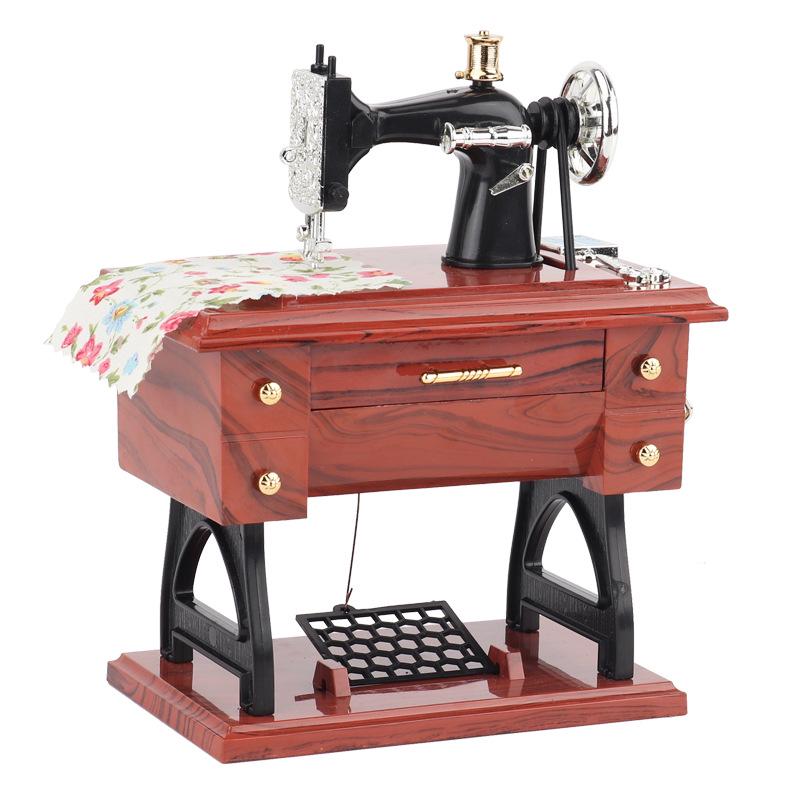 Retro Style Sewing Machine Music Box - Creative Nostalgic Gift
