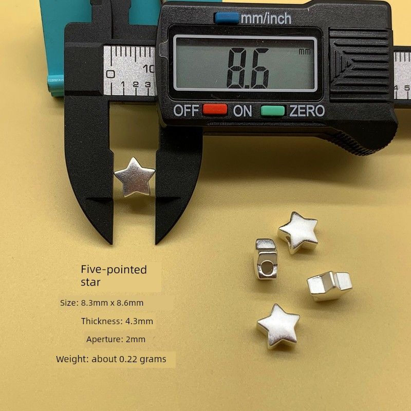 

Arrival Pure Silver 999 Sterling Silver Spacer Beads Accessories Safe Ruyi Woven Bracelet DIY Ornament Carrying Strap 3D Hard Silver Horizontal Wear YY five-pointed star 1