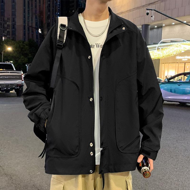 Lapel Jacket Men and Women's Spring and Autumn Trendy Waterproof Loose Couple Style Jacket Solid Color Jacket