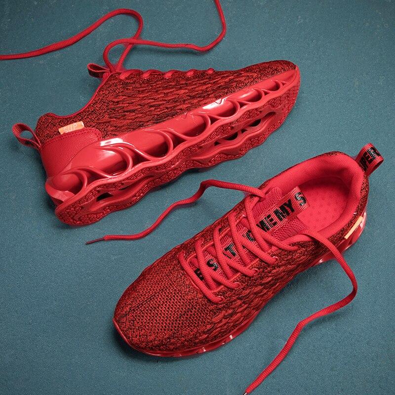 Czerwone Łuski Rybie Męskie Buty Casual Męskie Sneakersy Modne Podeszwa Ostrzowa Nowy Przybycie Buty do Biegania Dla Mężczyzn Buty Sportowe Oddychające