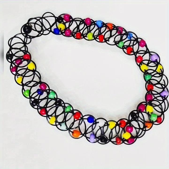 Bunte Reisperlen Tattoo Choker Halskette Elastische Persönlichkeit Halskette Schmuck